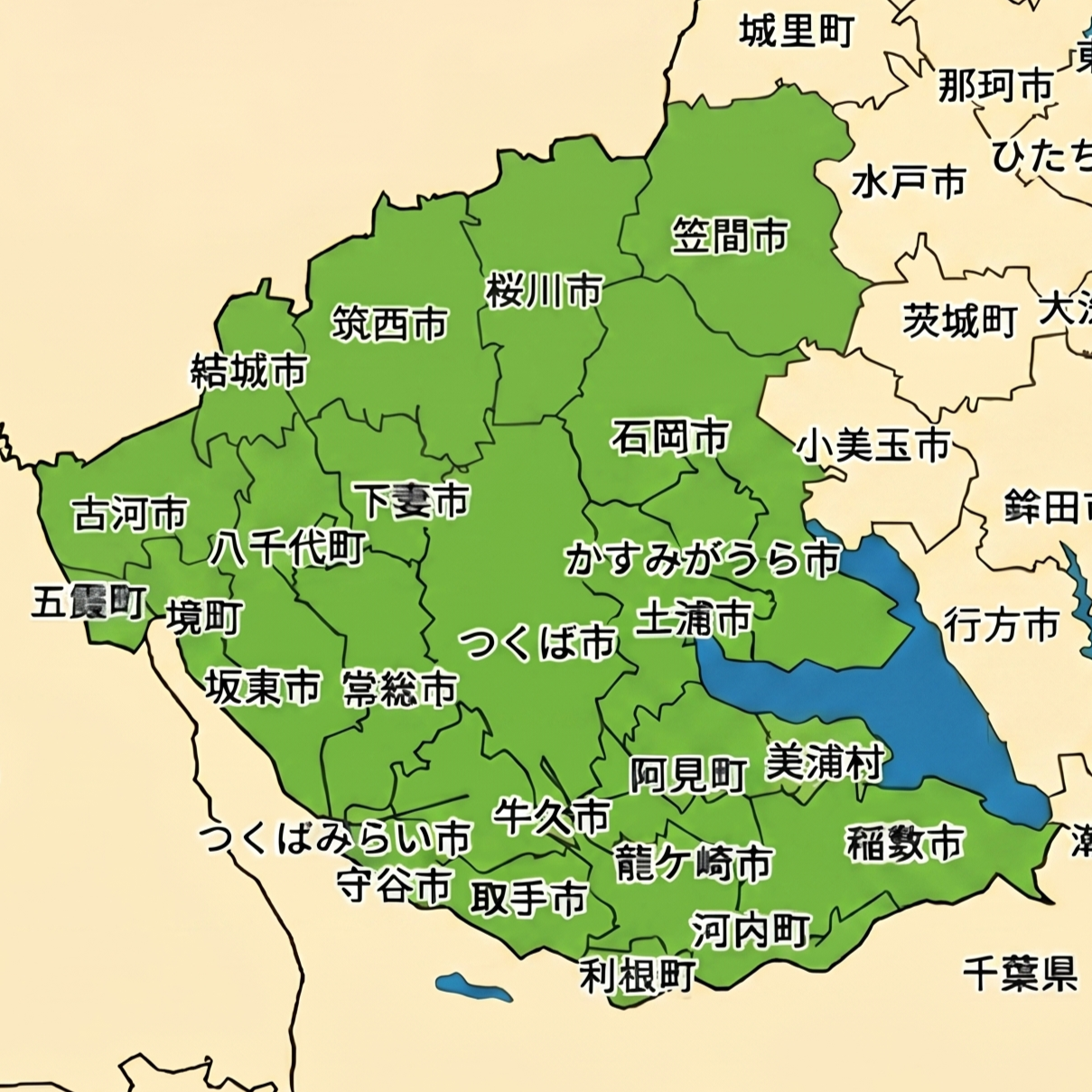 つむぎ ペットメモリアル 出張訪問エリア地図（茨城県南部）